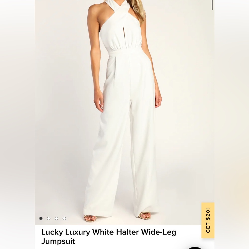 NWT Lulus white halter wide leg jumpsuit